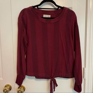 Anthropologie/Cloth & Stone Maroon Striped Top XS
